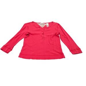 Crazy Horse Liz Claiborne Red Ribbed Henley M Y2K McBling Coquette Baby Tee